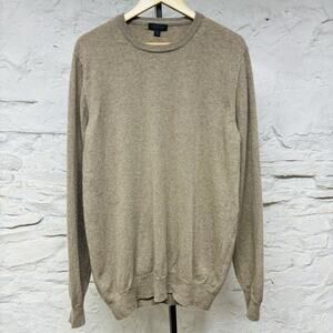 Saks Fifth Avenue 100% Cashmere Crewneck Sweater Mens Brown Beige Preppy Soft